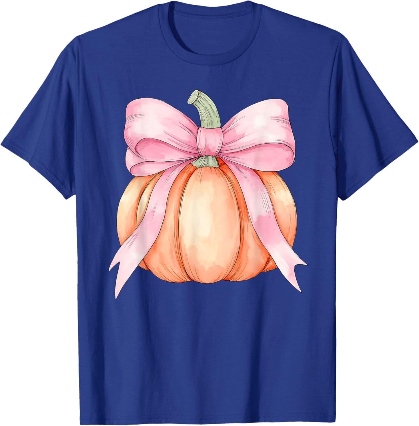 Retro Pumpkin Coquette Pink Bow Halloween Autumn Fall Season T-Shirt - T-Shirt | Royal