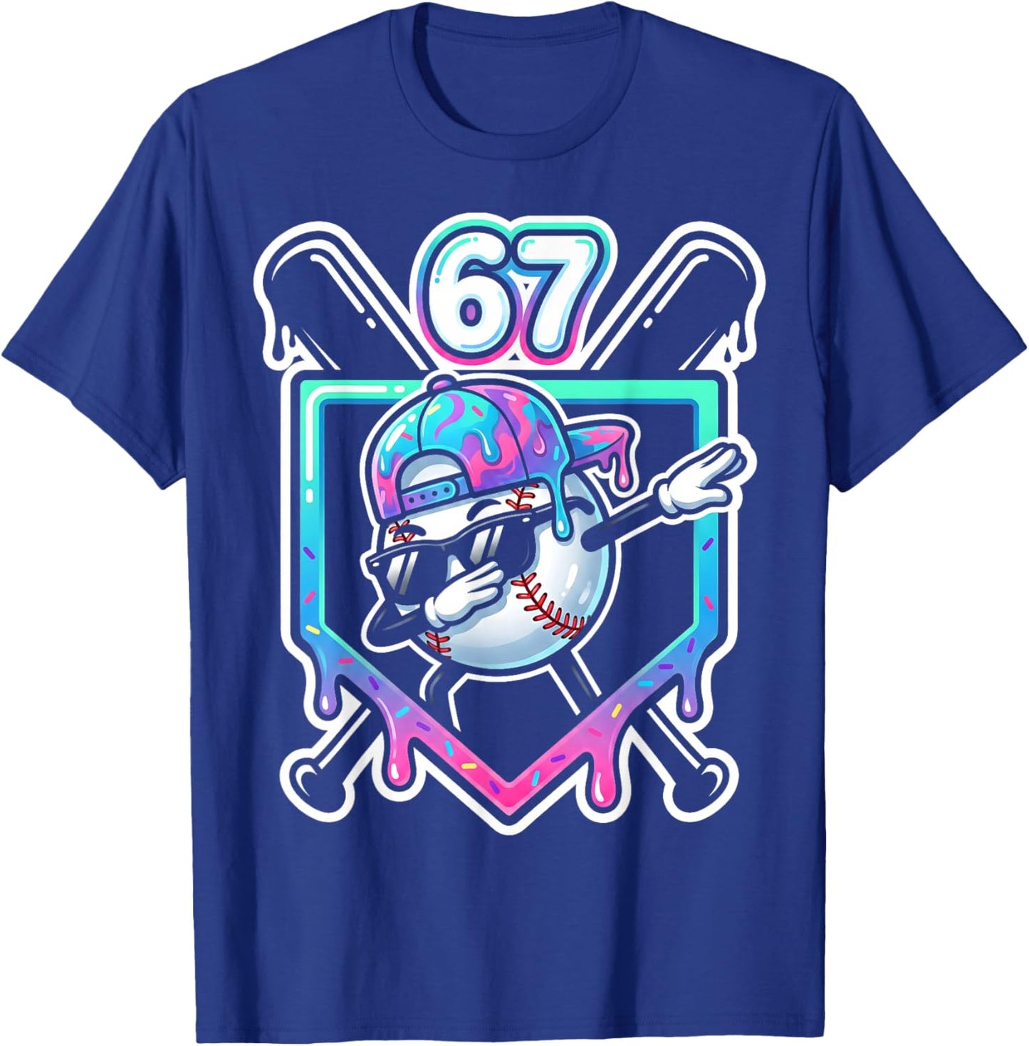 Baseball Ice Cream Drip 67 Player Dabbing Six Seven Boys T-Shirt - T-Shirt | Royal