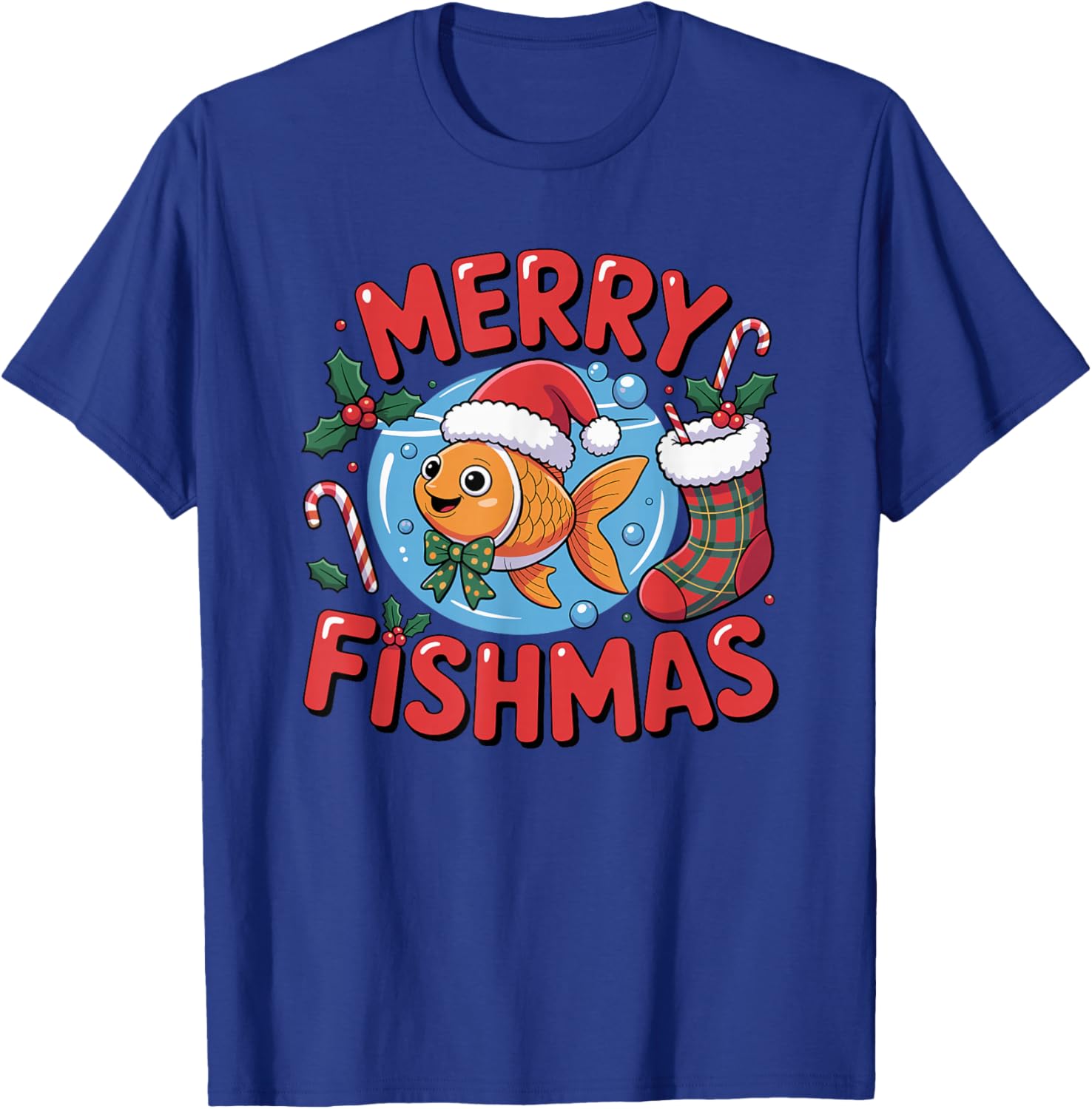 Aquarium Lover Tropical Fish Tank Christmas Merry Fishmas T-Shirt - T-Shirt | Royal