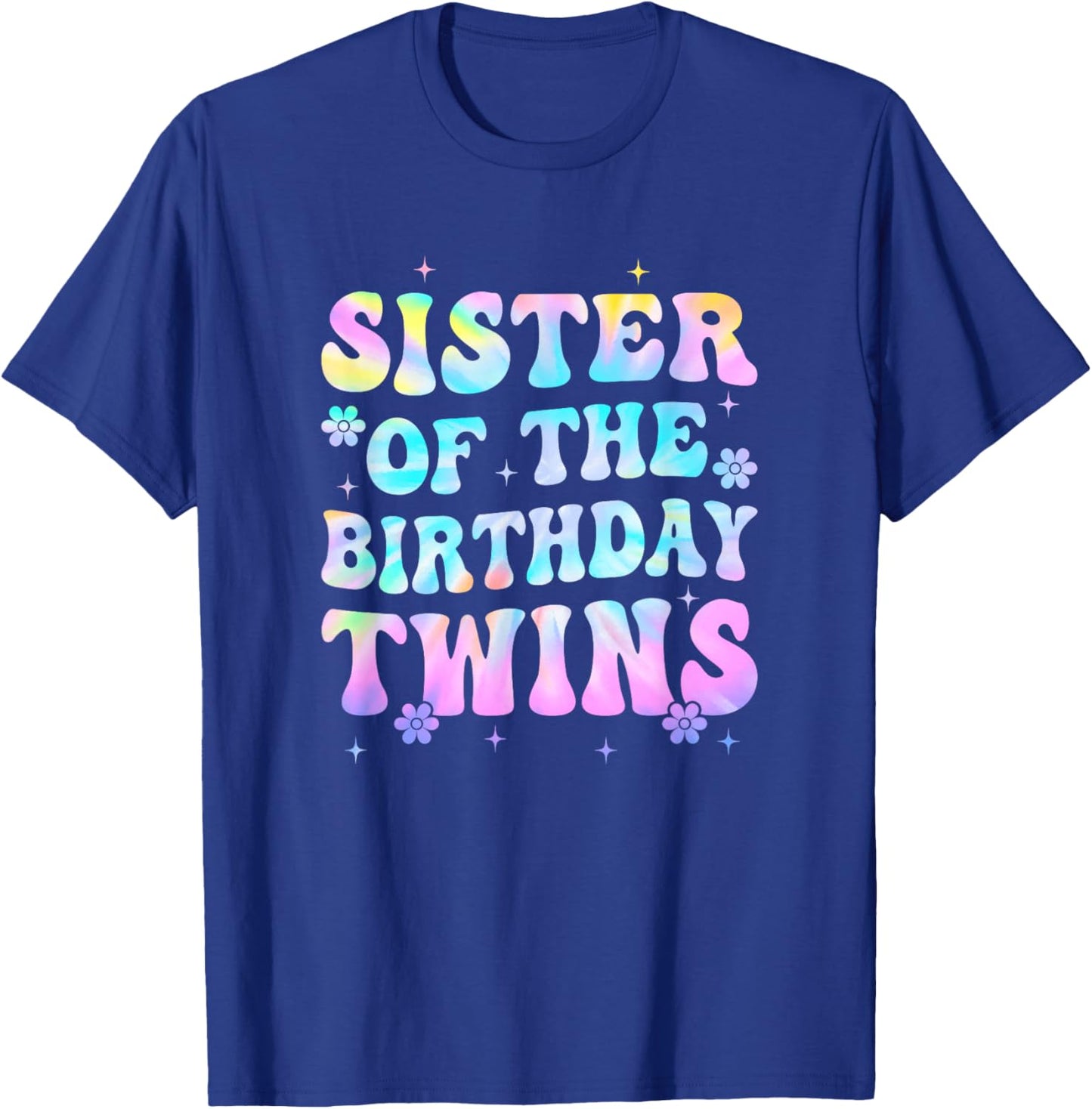 Sister of The Birthday Twins Girls Kids Party Retro Bday T-Shirt - T-Shirt | Royal