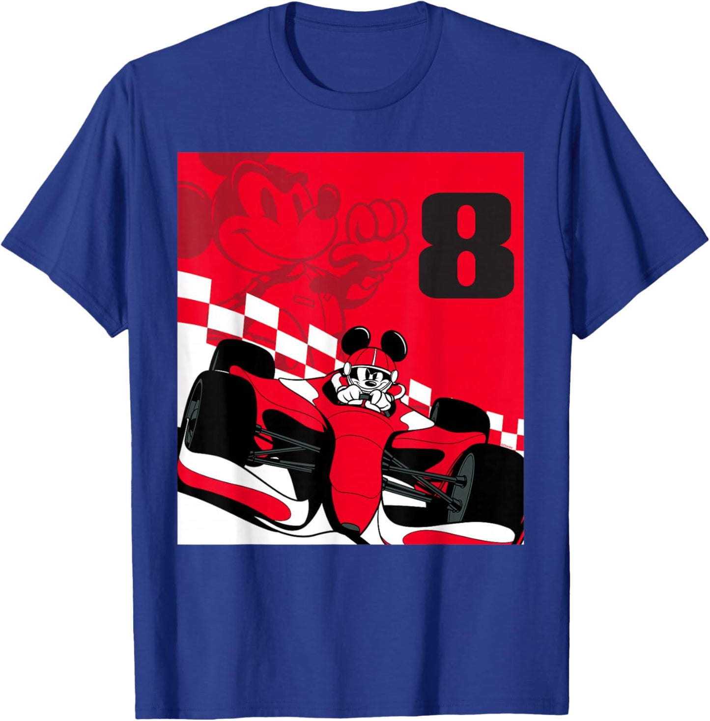 Disney Racing 8th Birthday 8 Years Old Mickey Mouse Race Car T-Shirt - T-Shirt | Royal
