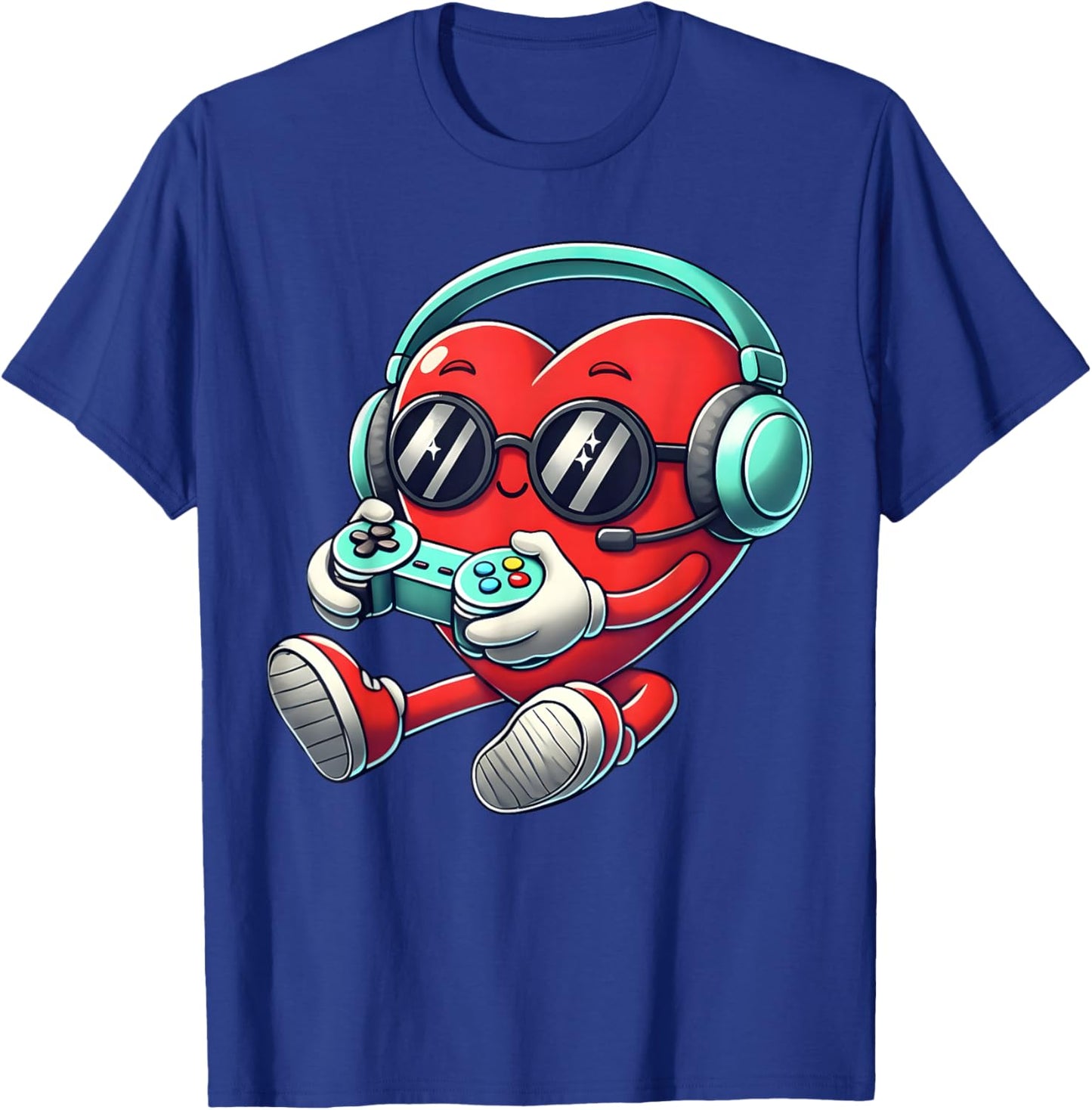 Heart Gamer Video Gaming Boys Men Kids Valentines T-Shirt - T-Shirt | Royal