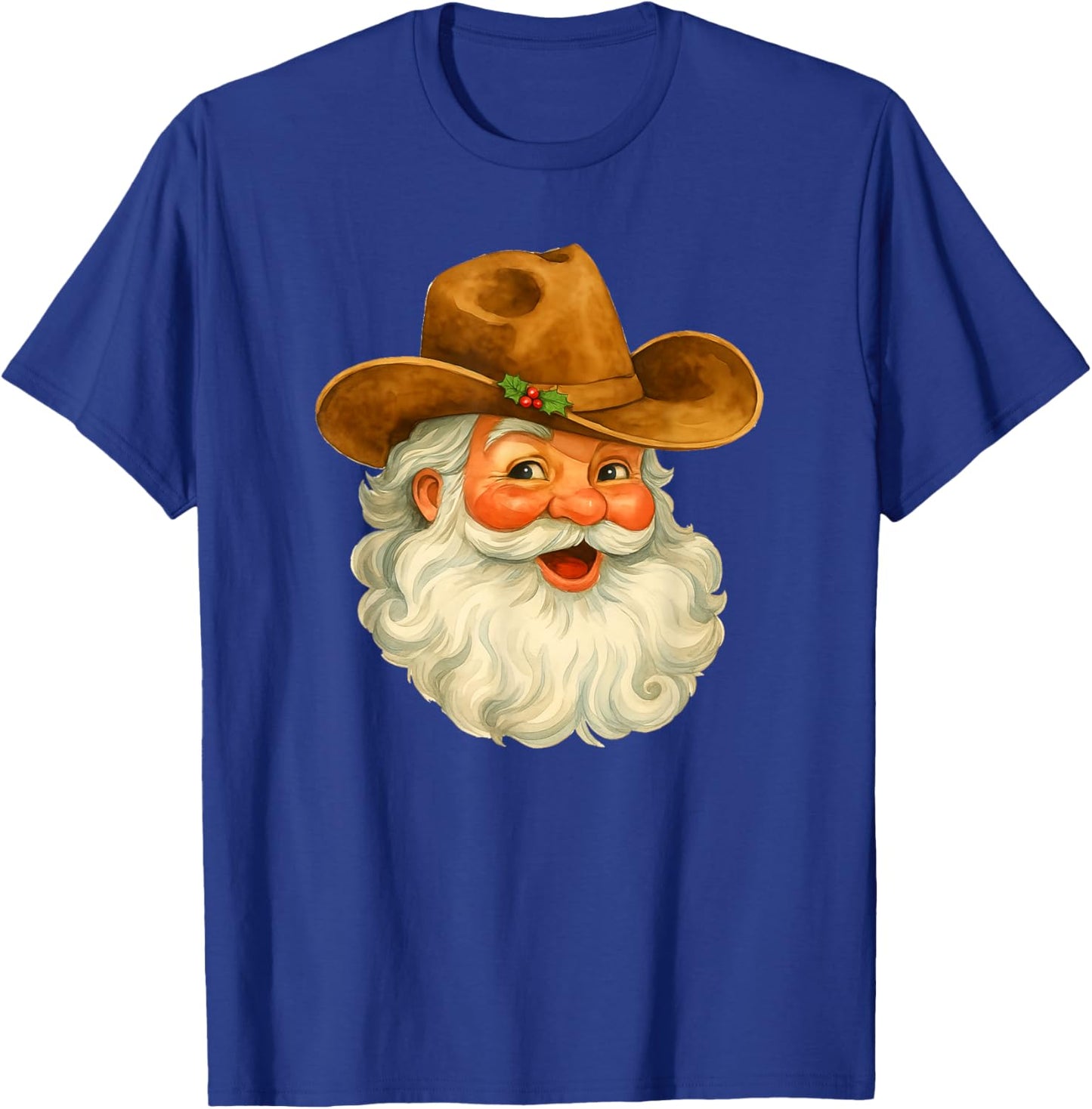 Santa Cowboy Western Christmas Xmas Holiday Pajamas T-Shirt - T-Shirt | Royal