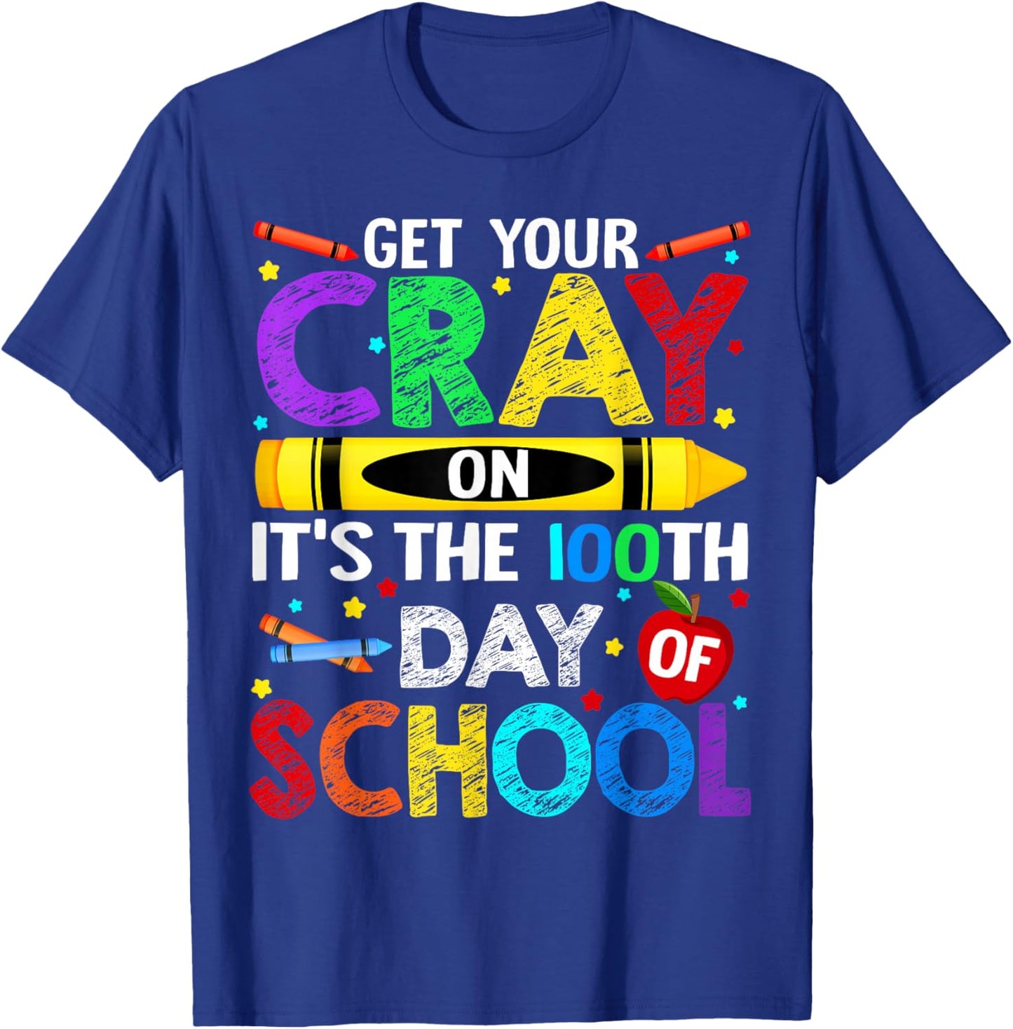 Get Your Crayon It is The 100th Day of School 100 Day Boy Gi T-Shirt - T-Shirt | Royal