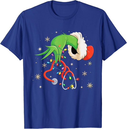 Nurse Christmas Stethoscope Nurses Xmas Gifts Santa Women T-Shirt - T-Shirt | Royal
