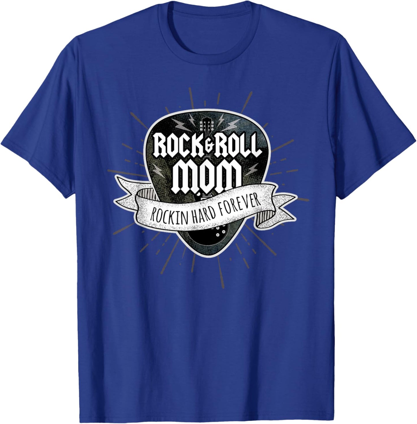 Rock and Roll Mom Sunburst Guitar Pick Logo T-Shirt - T-Shirt | Royal