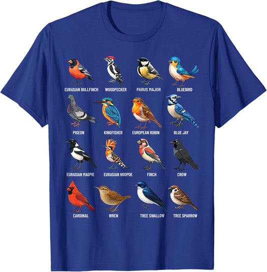 Garden Birds Ornithology Nature Educational Boys Girls Kids T-Shirt - T-Shirt | Royal