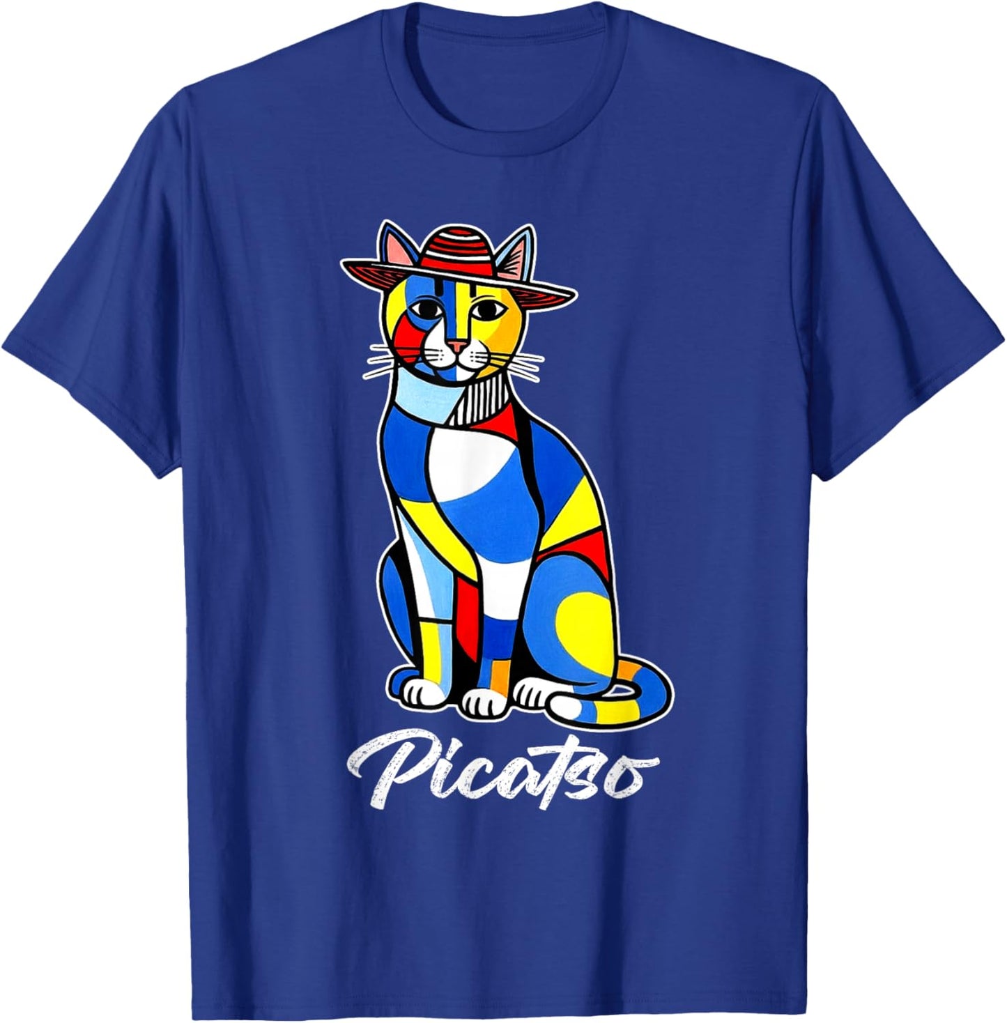 Funny Cat Design Picatso T-Shirt - T-Shirt | Royal