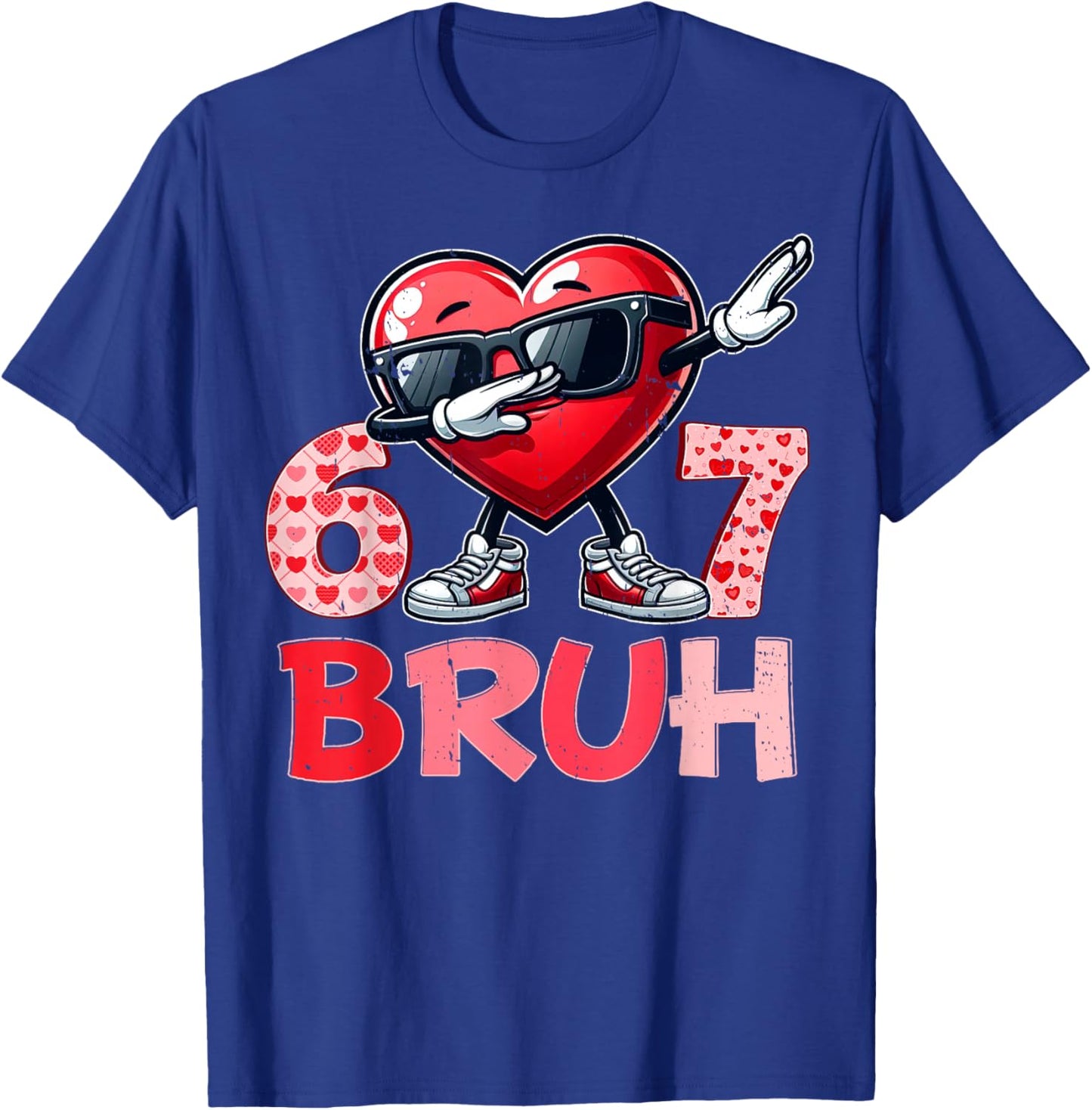 Bruh 67 Six Seven Heart Dabbing Valentines Day Shirts Boys T-Shirt - T-Shirt | Royal