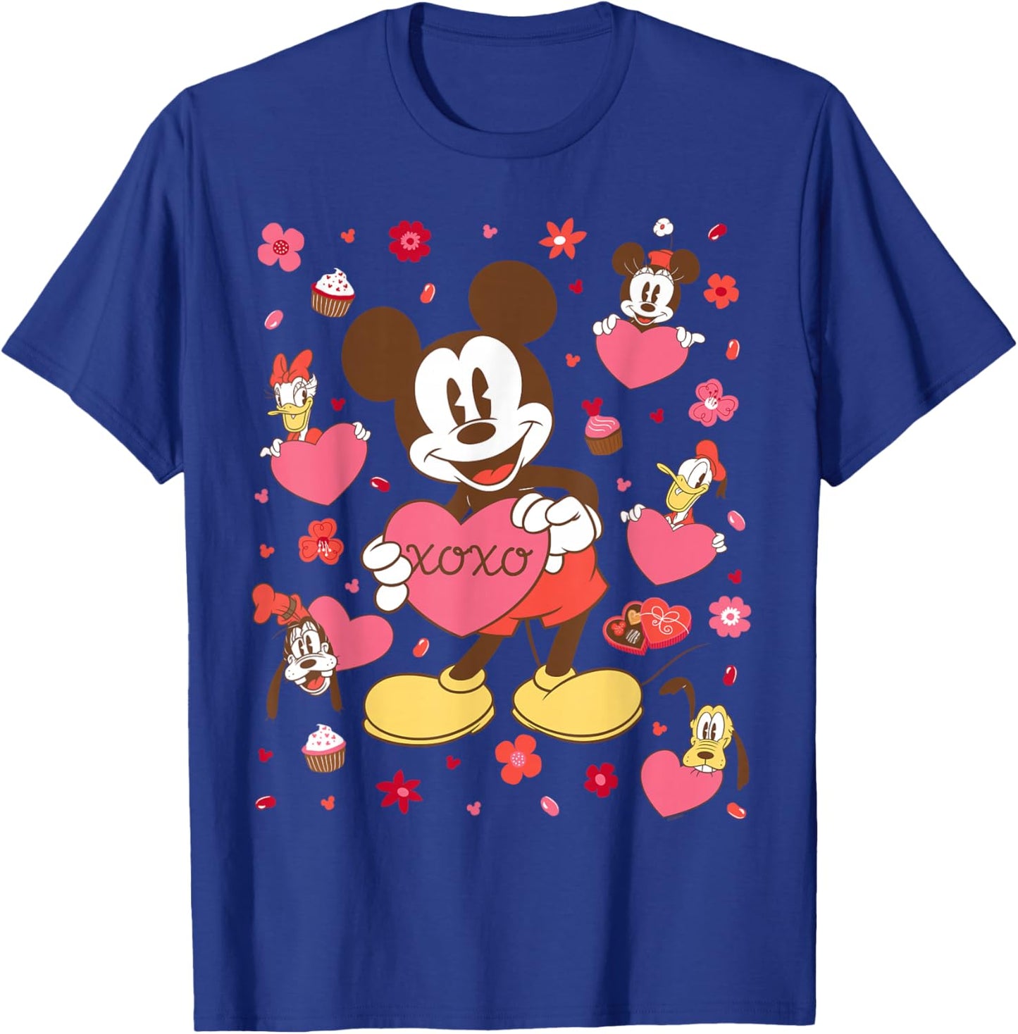 Disney Mickey Mouse & Friends Valentine's Day Retro Hearts T-Shirt - T-Shirt | Royal