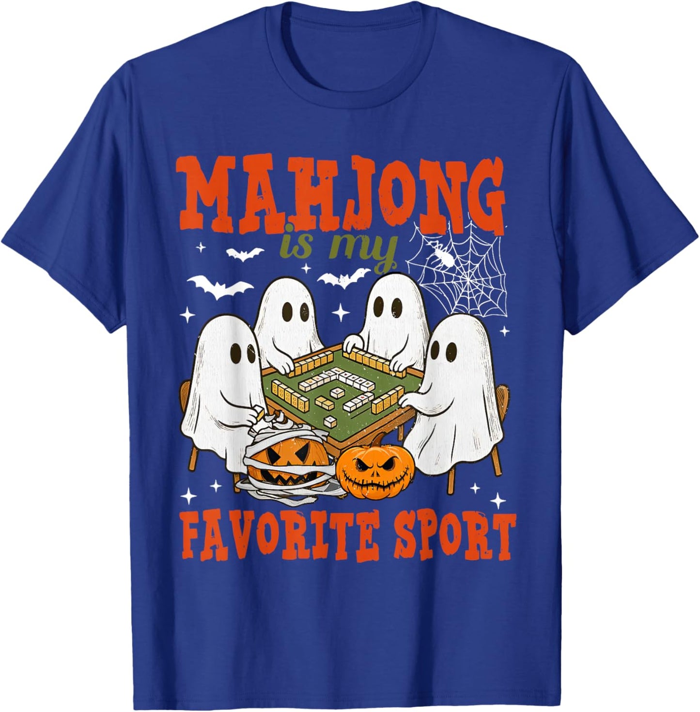 Mahjong is My Favorite Sport Ghost Playing Mahjong Halloween T-Shirt - T-Shirt | Royal