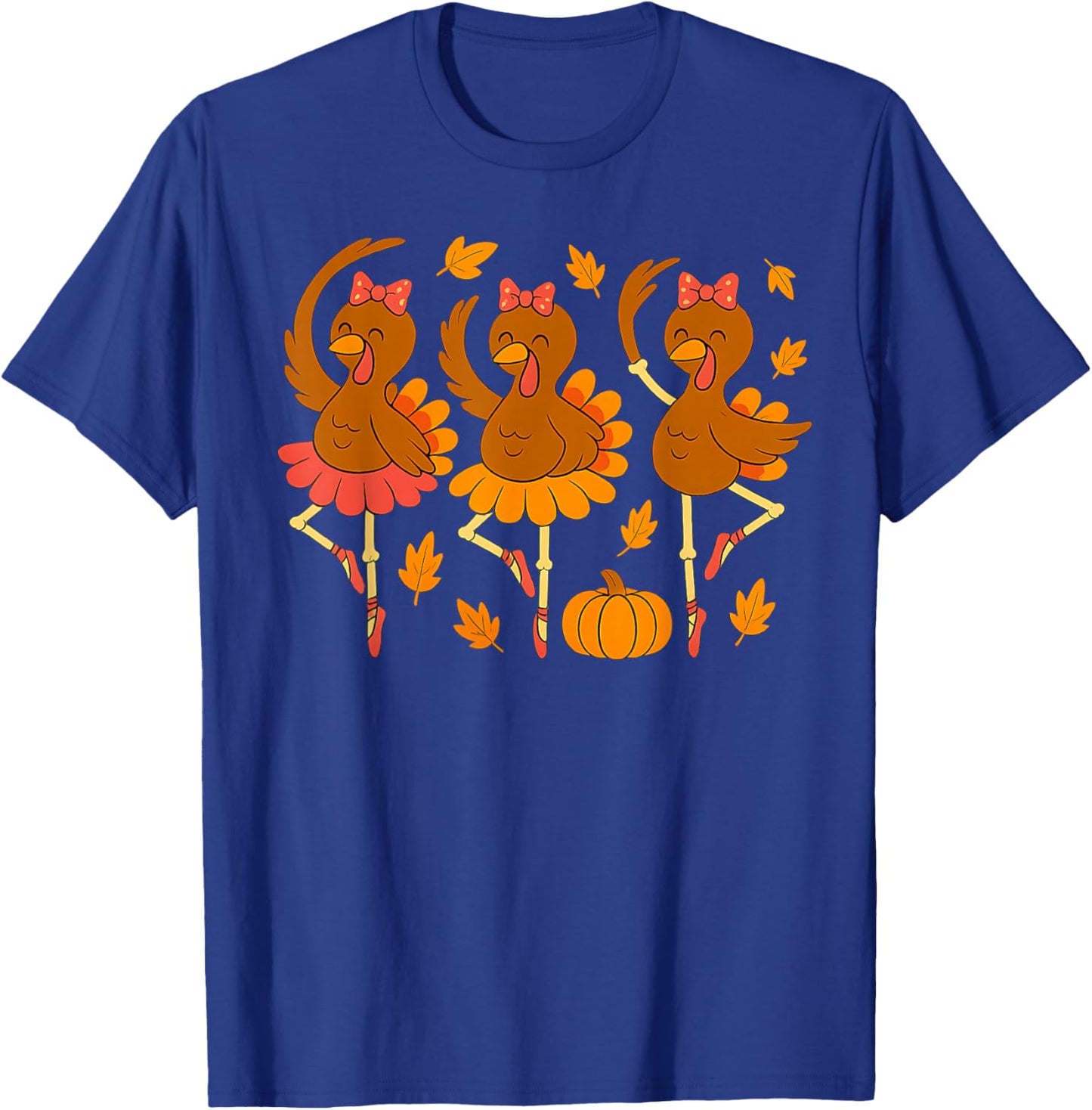 Ballet Turkey Pumpkin Fall Autumn Girls Turkey Thanksgiving T-Shirt - T-Shirt | Royal