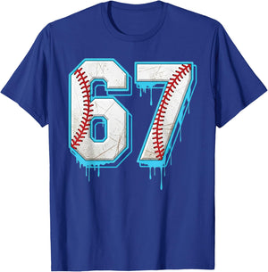 67 Baseball Drip Six Seven Funny 6 7 Meme for Boys Kids T-Shirt - T-Shirt | Royal