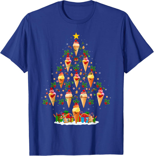 Ice Cream Cone Christmas Tree Funny Ice Cream Lover Xmas T-Shirt - T-Shirt | Royal