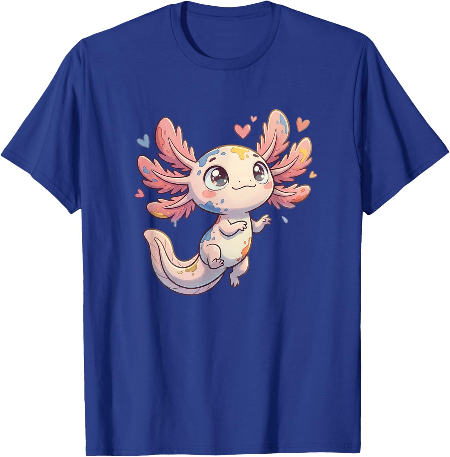 Cute Kawaii Axolotl with Hearts Pastel Fantasy Pet T-Shirt - T-Shirt | Royal