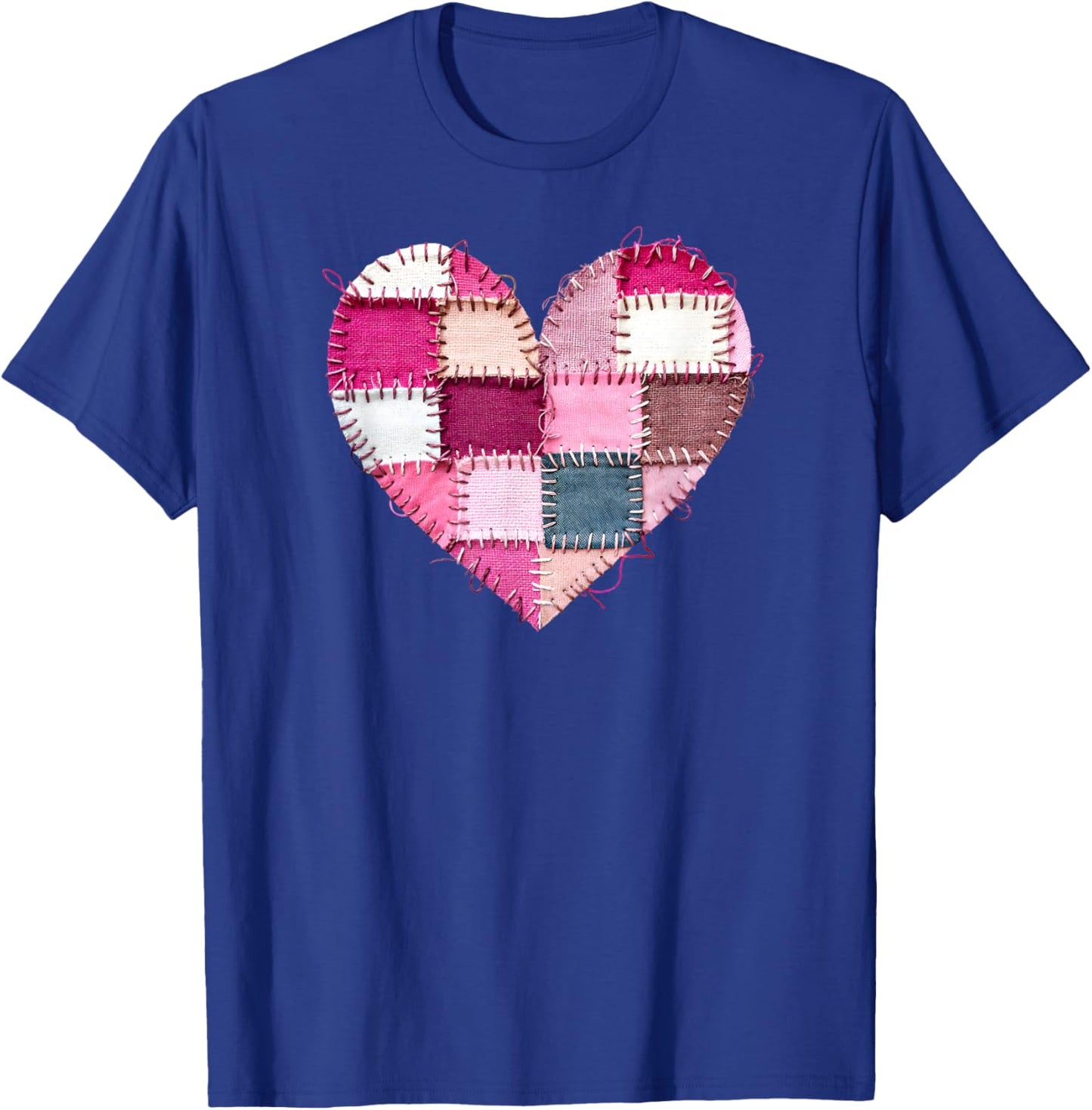 Valentine’s Day Faux Quilt Patchwork Heart T-Shirt - T-Shirt | Royal