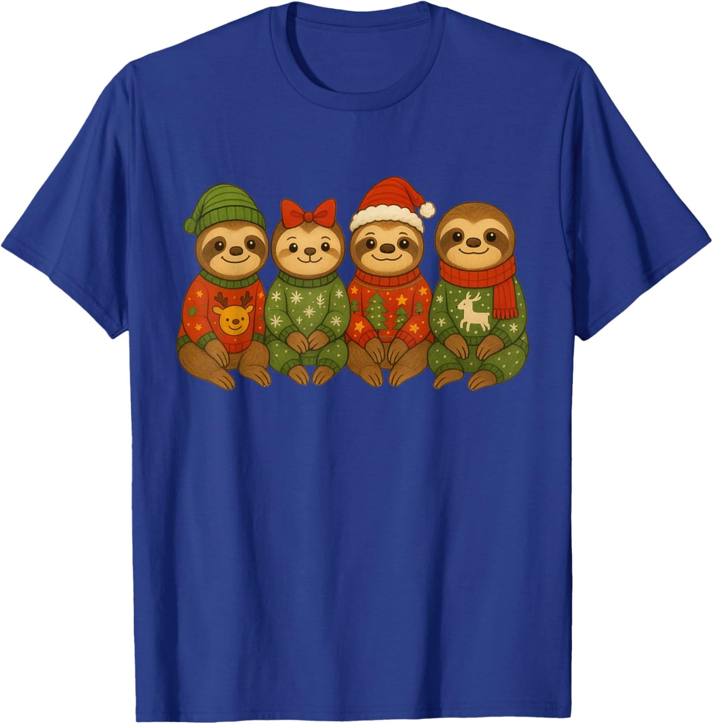 Christmas Sloth Matching Family Xmas Pajama Men Women Kids T-Shirt - T-Shirt | Royal
