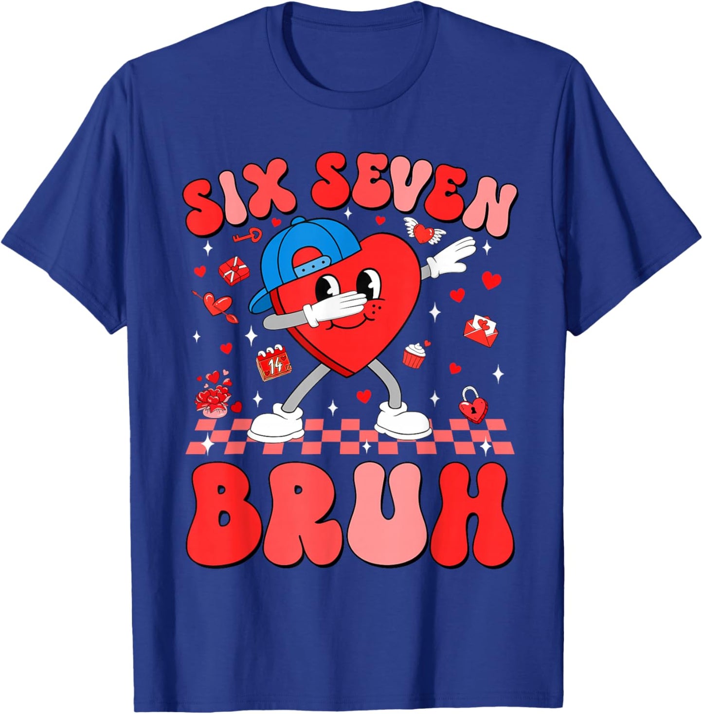 Valentines Day Six Seven Bruh 6 7 Meme Dab Heart Boys Kids T-Shirt - T-Shirt | Royal
