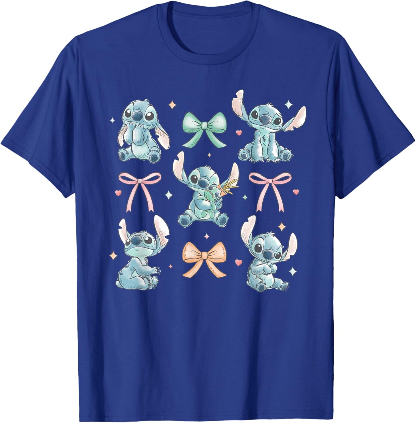 Disney Stitch & Scrump Coquette Style Bows Valentine's Day T-Shirt - T-Shirt | Royal