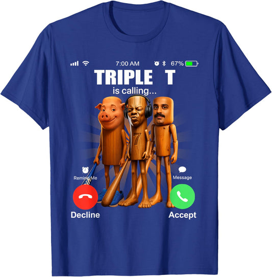 Funy Triple T Tung Tung Tung Speed John Pork Amir is Calling T-Shirt - T-Shirt | Royal