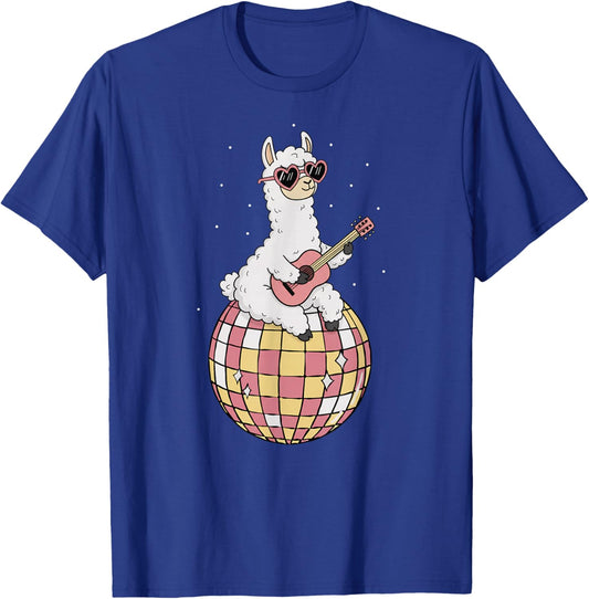 Funny Llama Disco Dancing Ball Groovy Retro 80s Costume T-Shirt - T-Shirt | Royal
