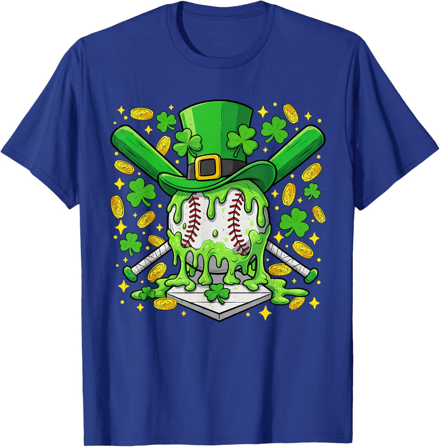Baseball Drip Green St Patricks Day Irish Sport Boy Teen Kid T-Shirt - T-Shirt | Royal