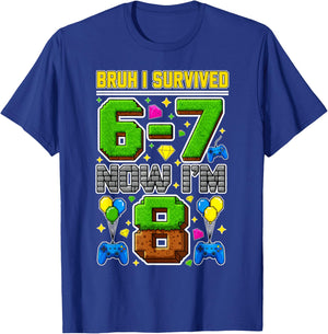 8th Birthday Bruh I Survived 6 7 Now I’m 8 Meme Kids Boys T-Shirt - T-Shirt | Royal