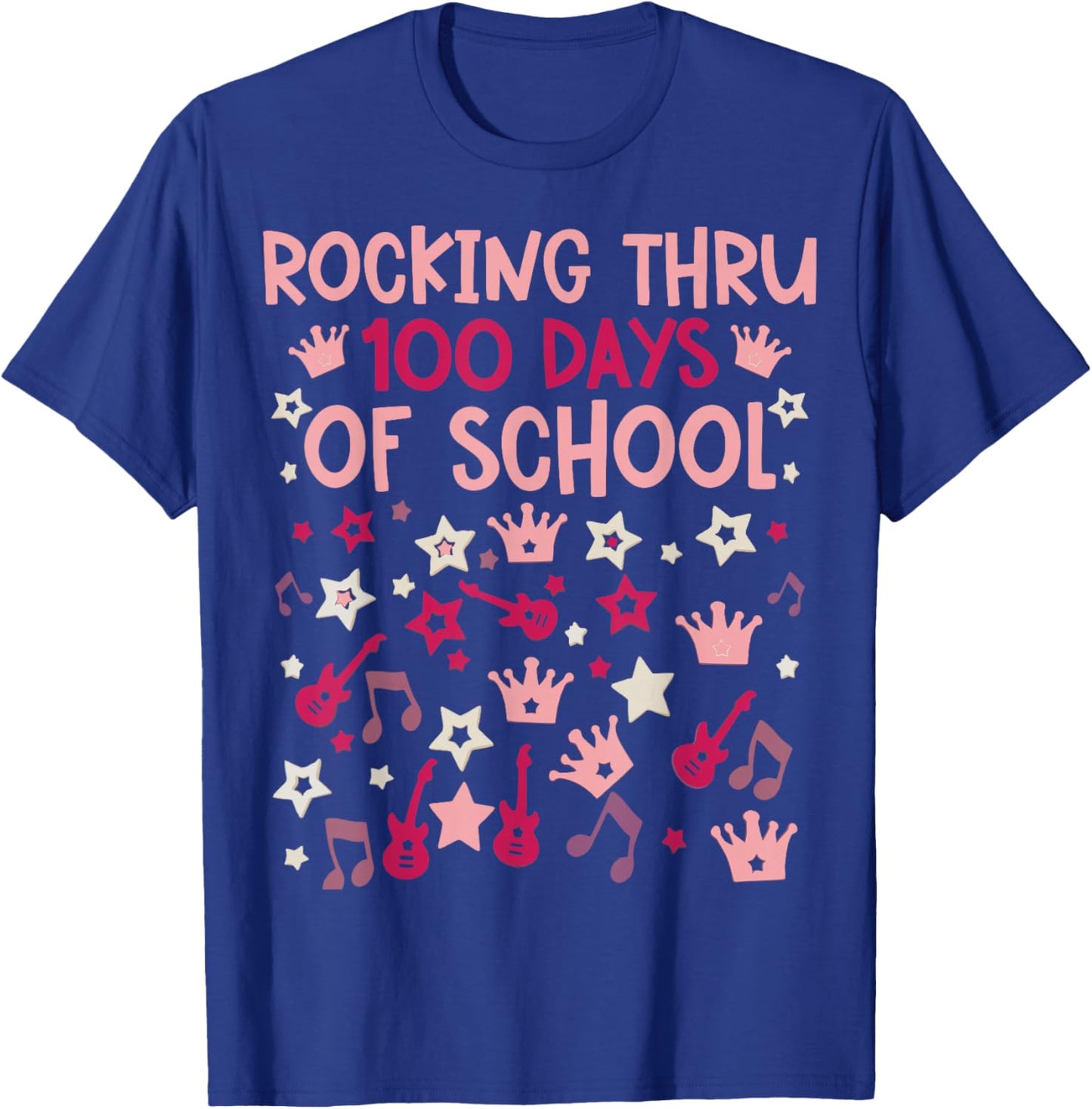 Rocking 100 Days of School Music Lover Teacher Kids T-Shirt - T-Shirt | Royal