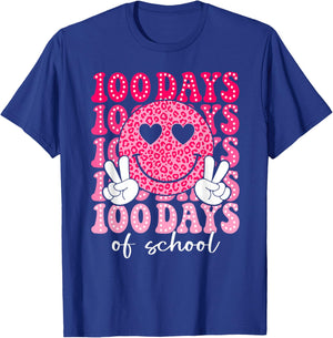 100 Days of School Retro Smile 100th Day School Teacher Kids T-Shirt - T-Shirt | Royal
