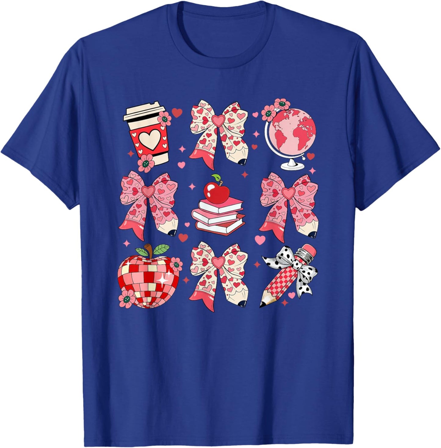 Coquette Bow Leopard Hearts Valentine Day Women Girl Girly T-Shirt - T-Shirt | Royal