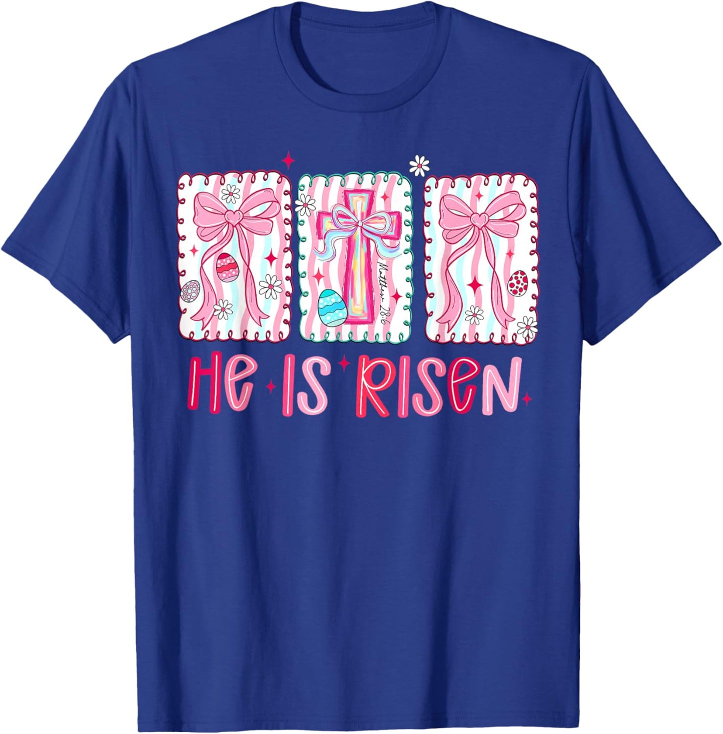 He is Risen Jesus Christian Happy Easter Women Kids Girls T-Shirt - T-Shirt | Royal