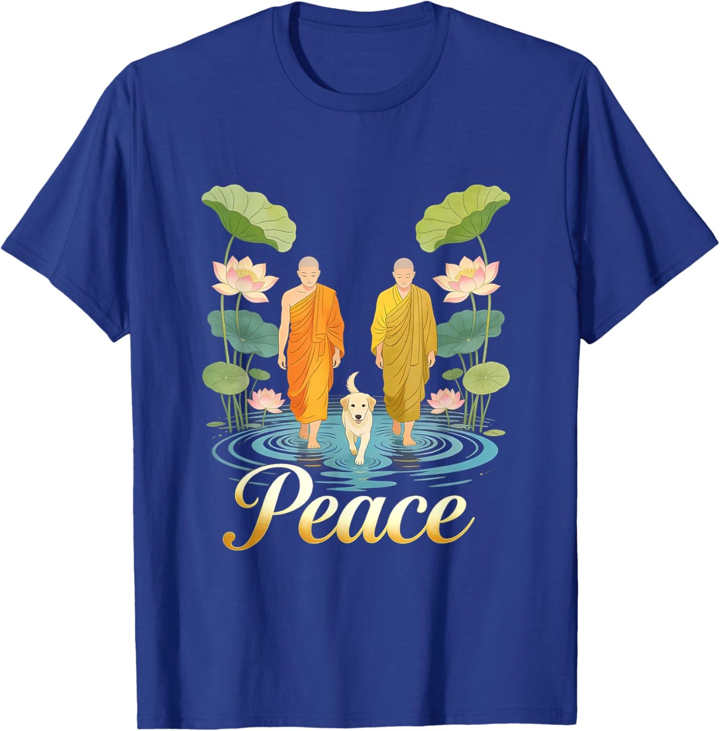 Peace Walking Monks Zen Art Walk for Aloka T-Shirt - T-Shirt | Royal