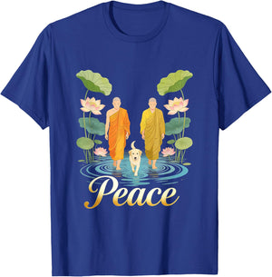 Peace Walking Monks Zen Art Walk for Aloka T-Shirt - T-Shirt | Royal