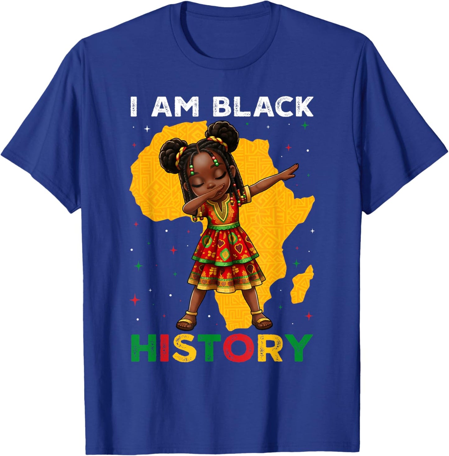 Girl Black History Month African American Afro Girls Kids T-Shirt - T-Shirt | Royal