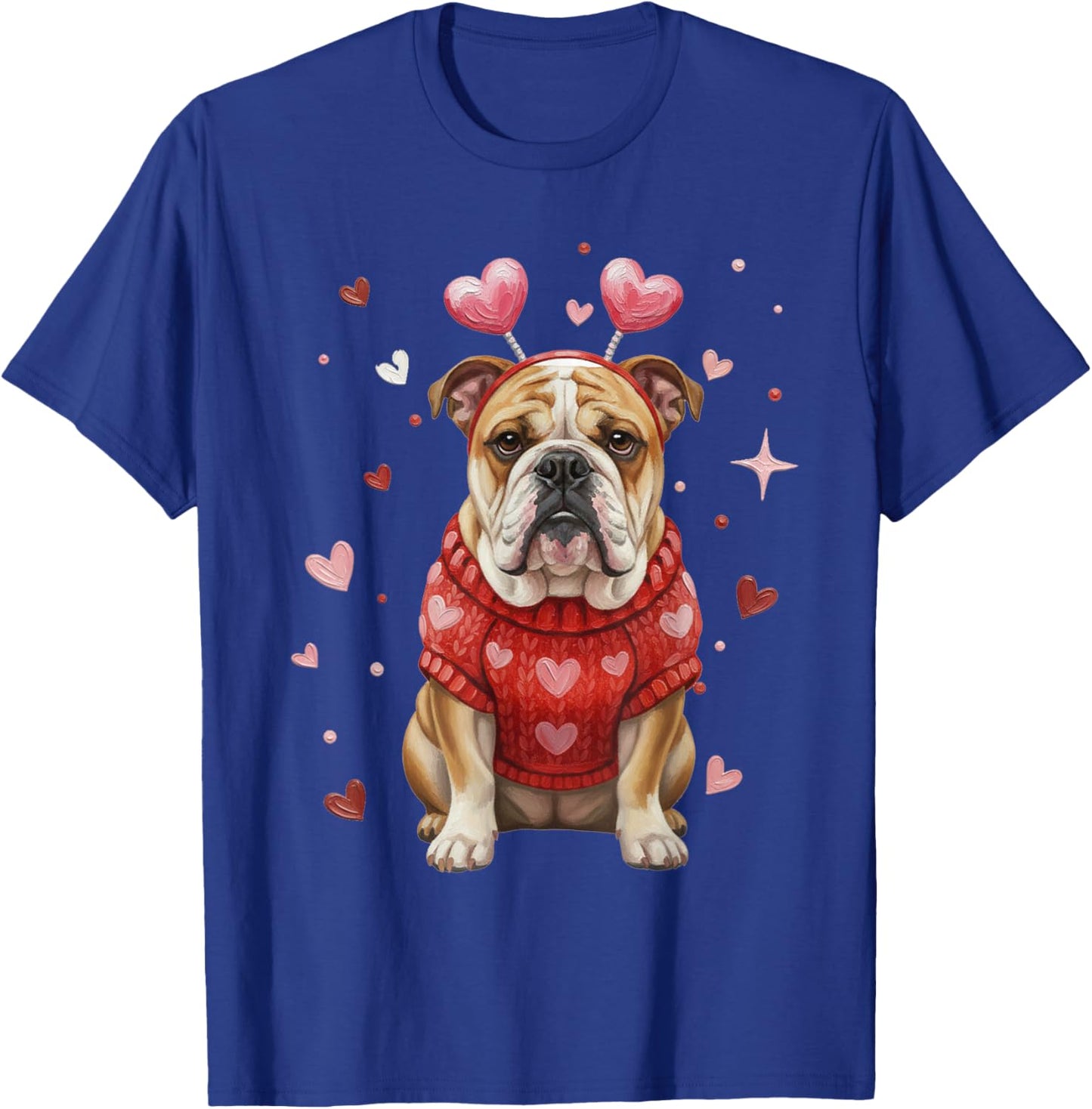 Cute Bulldog Valentine Heart Valentines Day T-Shirt - T-Shirt | Royal