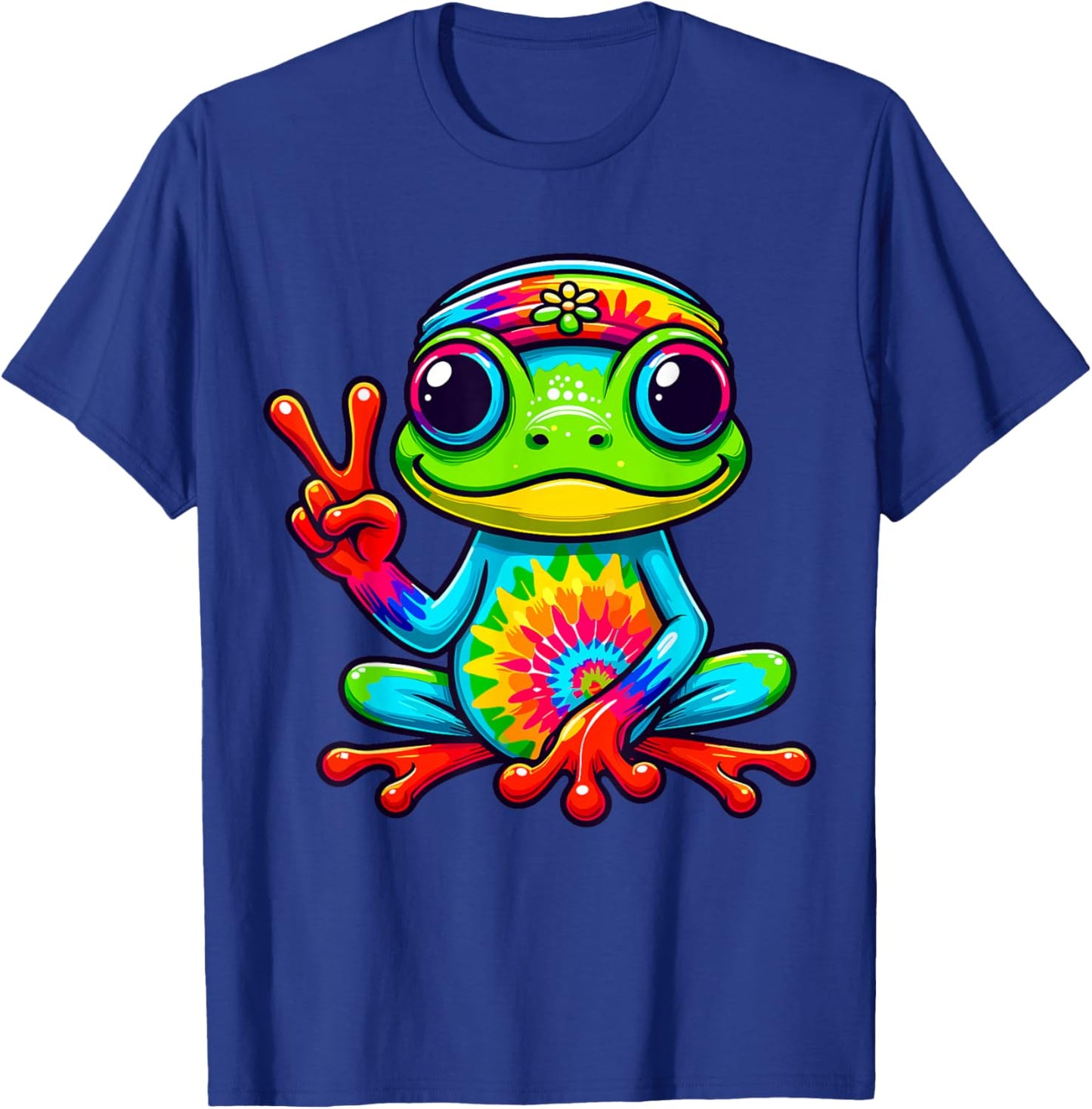 Tie-Dye Frog Peace Sign Hippie T-Shirt - T-Shirt | Royal