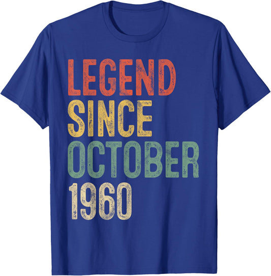 Legend October 1960 65th Birthday Men Women 65 Year Old T-Shirt - T-Shirt | Royal