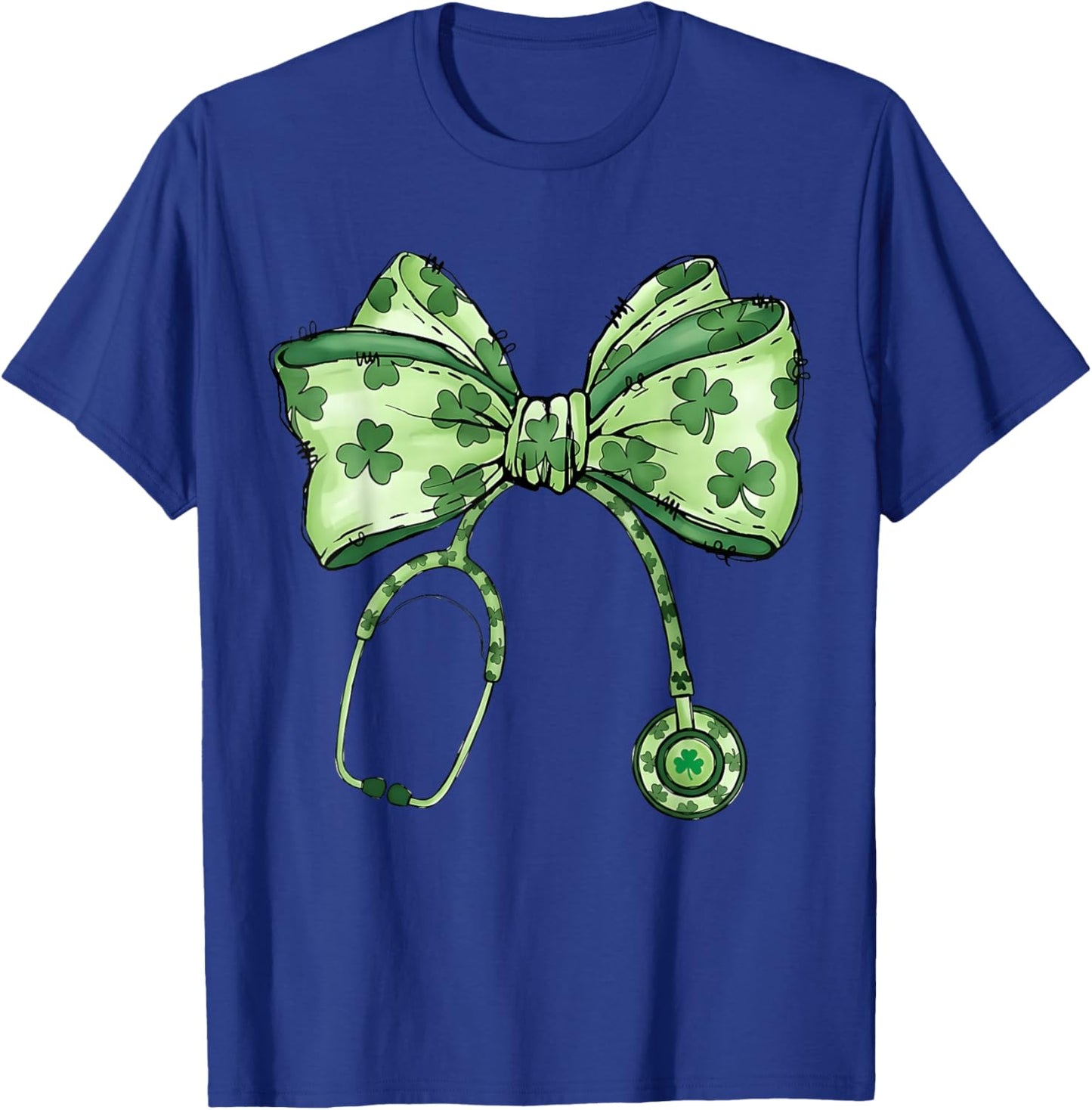 Saint Patrick's Day Nurse Shamrock Bow Stethoscope Women T-Shirt - T-Shirt | Royal
