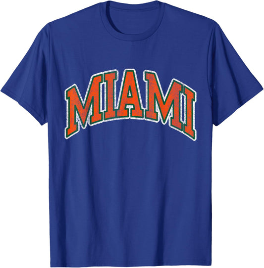 Miami Florida FL Vintage Athletic Sports Souvenir Men Women T-Shirt - T-Shirt | Royal