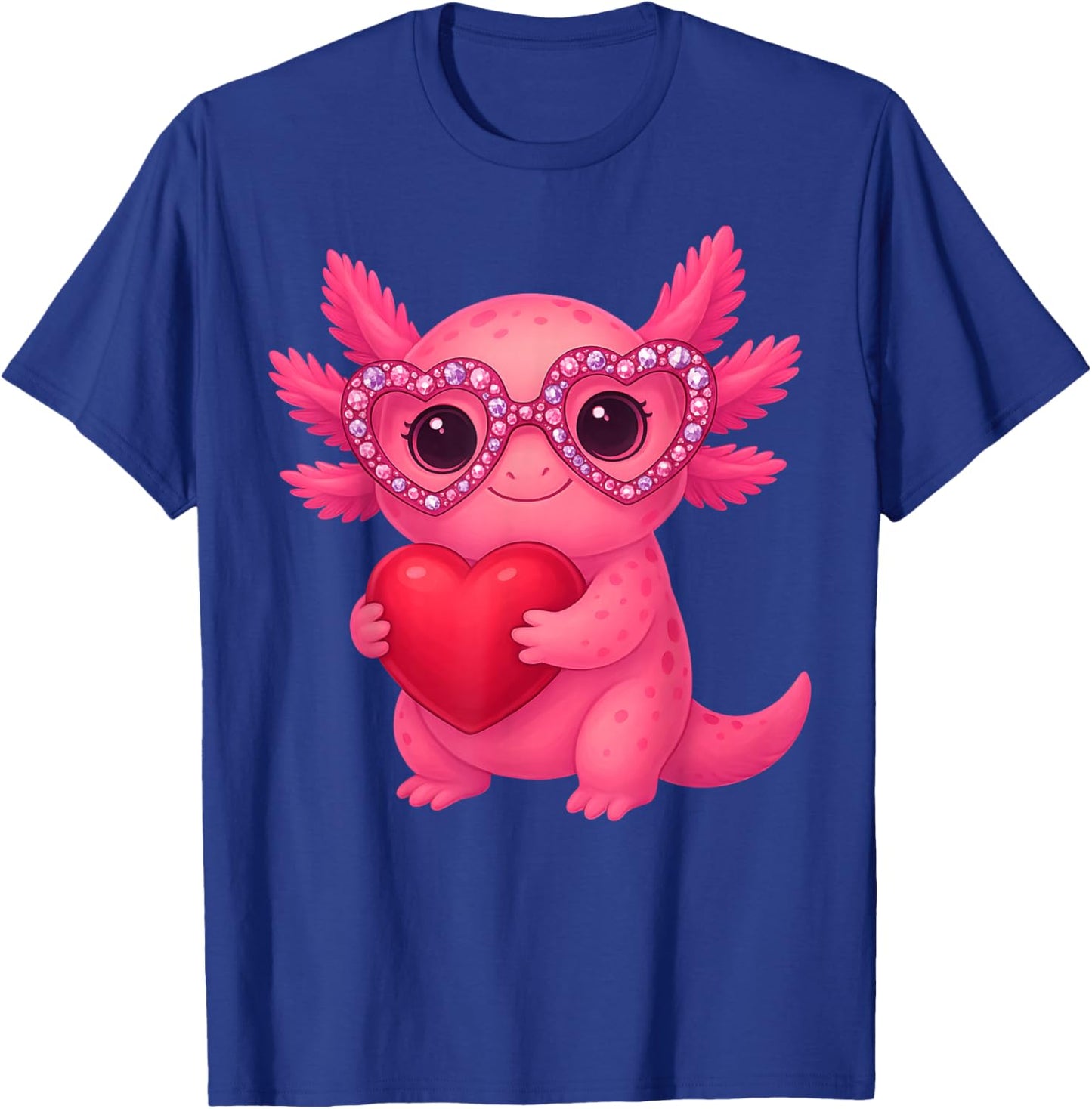Valentine Cute Pink Axolotl Lovers Heart Girl Women Kid T-Shirt - T-Shirt | Royal