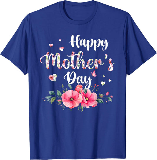 Happy Mother’s Day MommyCute Floral Women Mom Grandma T-Shirt - T-Shirt | Royal