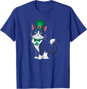 St Patricks Cat Shamrock Leprechaun Saint Pattys Cat Lover T-Shirt - T-Shirt | Royal