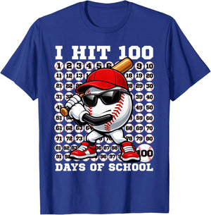 100 Days of School Retro Baseball Sport for Boys Teachers T-Shirt - T-Shirt | Royal