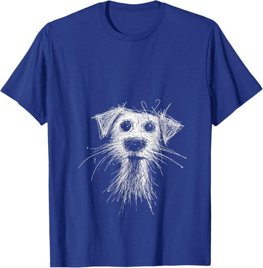 Women's Abstract Scribble Puppy Drawing for Dog Lovers V-Neck T-Shirt - T-Shirt | Royal