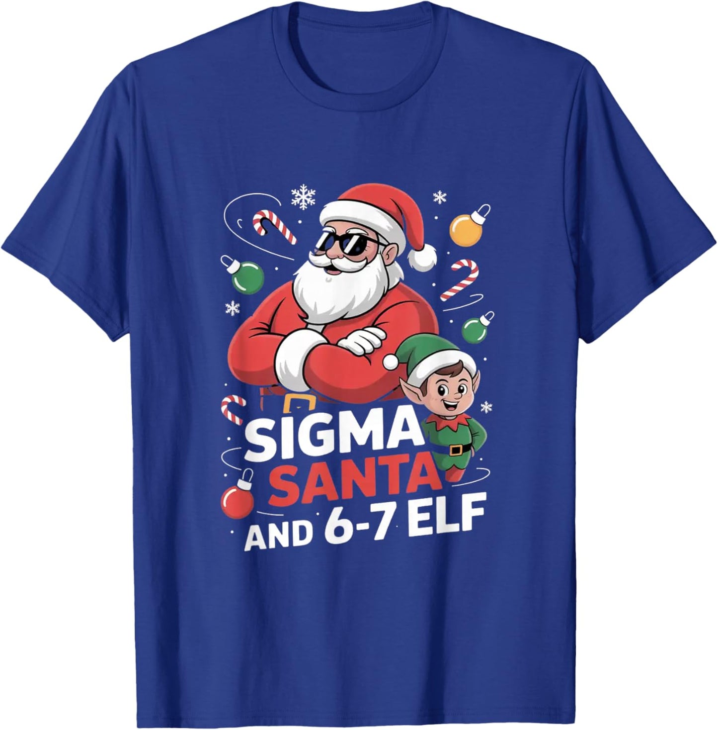 6-7 Christmas Ugly Sweater Six Seven Xmas 67 Meme Santa Elf T-Shirt - T-Shirt | Royal
