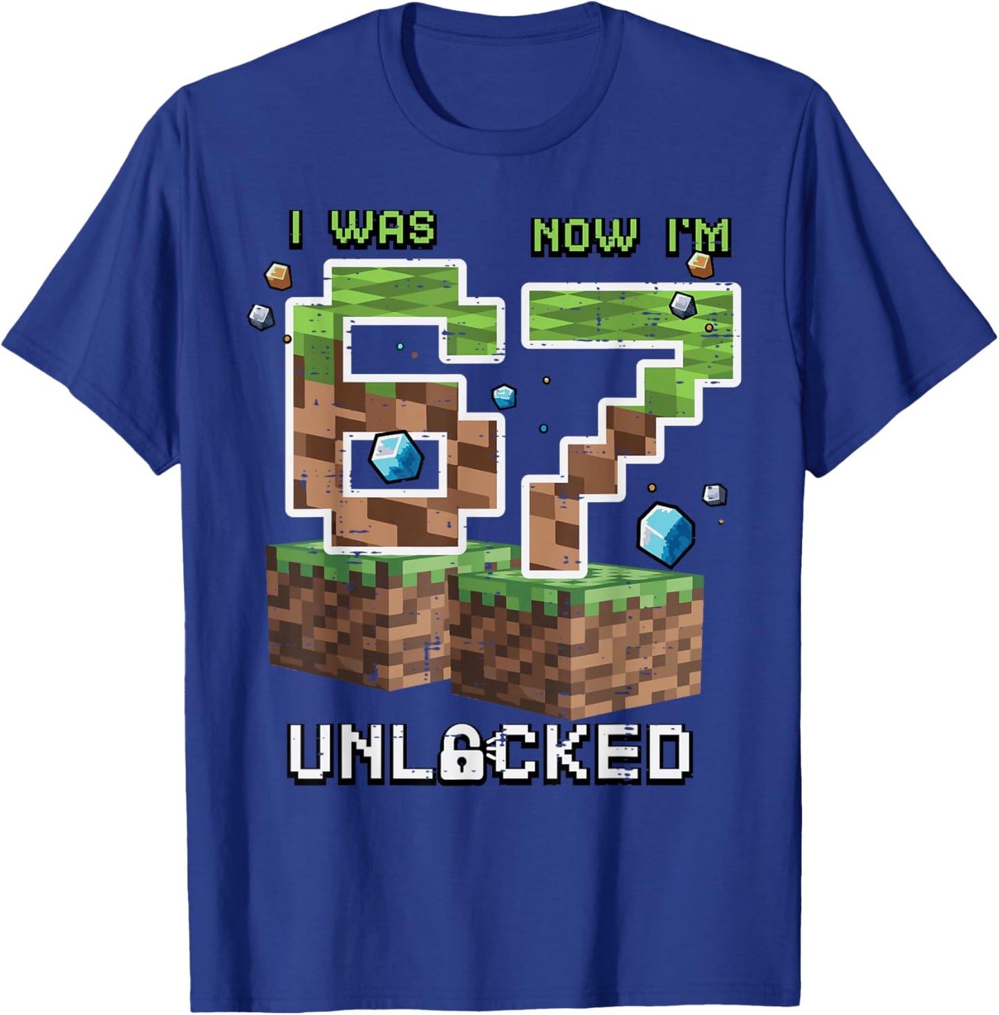 7th Birthday I was 6 Now Im 7 Unlocked 67 Boys Kids Youth T-Shirt - T-Shirt | Royal