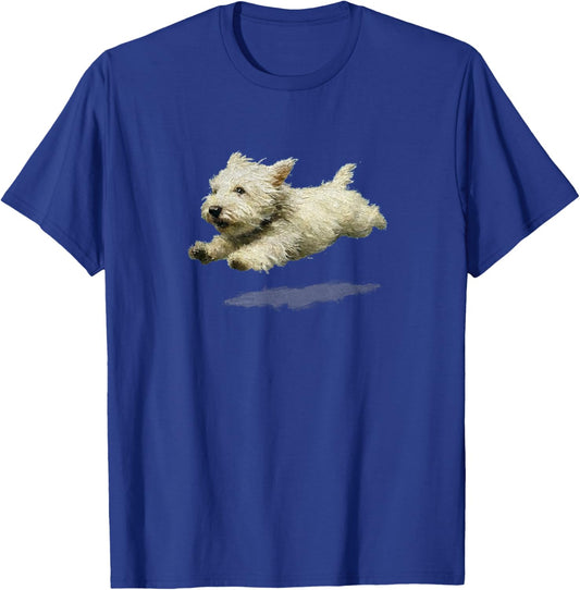 Funny Retro Cute Running Dog Art Print T-Shirt - T-Shirt | Royal