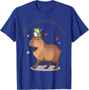 Off to Assess Behavior Cute Capybara Frog Behavior Therapist T-Shirt - T-Shirt | Royal