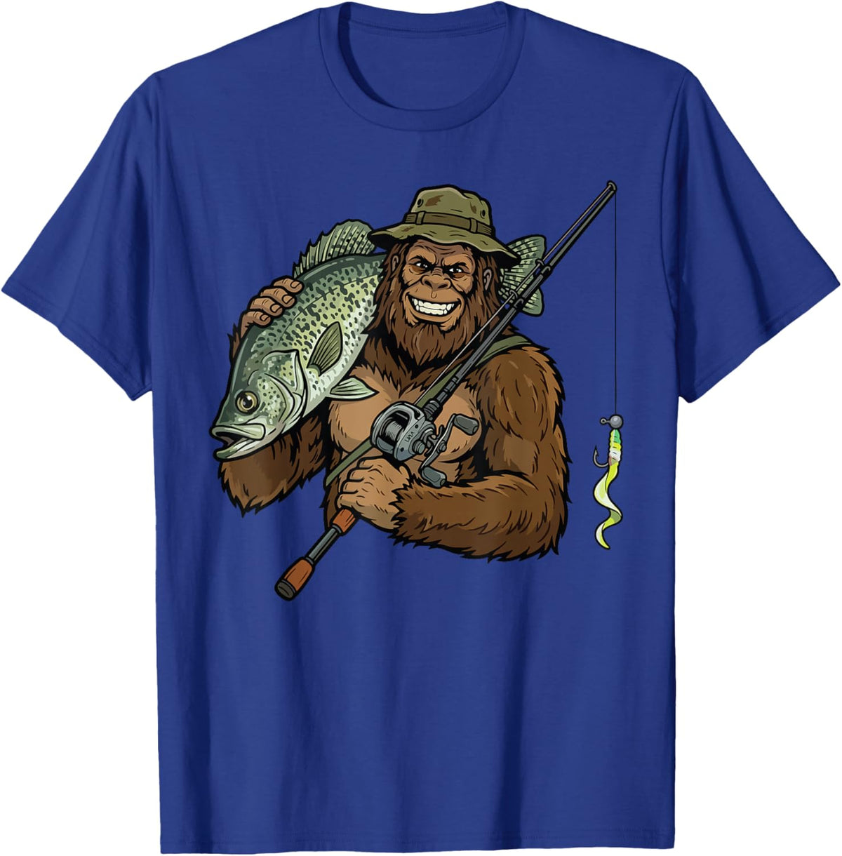 Crappie Fishing Funny Bigfoot T-Shirt - T-Shirt | Royal