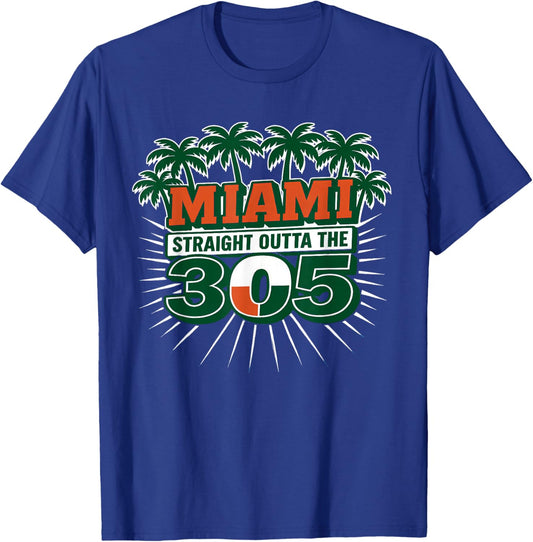 Miami Straight Outta Palm Tree Comic Pop Art City Pride T-Shirt - T-Shirt | Royal